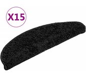 Alfombrillas de peldaños de escalera 15 piezas | alfombras de escalera | tapetes de escalera negro 56x17x3 cm cfw64985