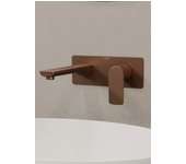 Mezclador monomando oculto de lavabo oro rosa cepillado - nunki