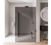 Bernstein - 2 mampara de ducha italiana 140x200cm + 100cm, cristal ahumado nano 10mm, perfil pared inox cromado, sin perfil de suelo - ex102