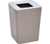 Tendance - cubo de basura cuadrado de pp con tapa cromada 6l - taupe