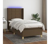 Somier y colchón de láminas y led marrón oscuro 90x200cm