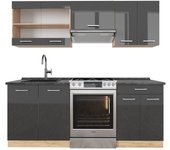 Vicco mueble de cocina r-line, antracita brillo intenso/roble dorado eléctrico, 200 cm , et antracita