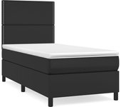 Somier de láminas con colchón negro 90x190 cm polipiel