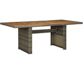 Mesa de jardín ratán sintético marrón y madera maciza acacia
