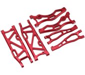 Juego de brazos de suspensión para coche rc, brazos oscilantes delanteros y traseros de aleación de aluminio con bola para arrma 1/8 kraton 6s (rojo)