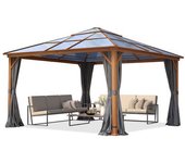 Cenador forest deluxe, gris loft, 4x4m con óptica de roble