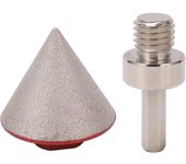 Broca de biselado de diamante de 48 mm con convertidor, broca de fresado de biselado cónico en ángulo de 60 grados para mármol y vidrio (5/8 a 11 pulg