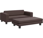 Sofá para niños | sofá de salón | sofá de descanso y reposapiés cuero sintético marrón 100x50x30cm cfw465367