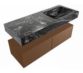Mondiaz alan-dlux 120cm mueble de baño rust 2 cajones. con lavabo cloud derecho sin orificios color lava