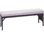 Banco de polirratán hwc-g16, banco de jardín banco de ratán, gastronomía 112cm ~ negro, cojines gris claro