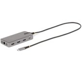 Startech.com adaptador multipuertos usb-c para 3 monitores - 4k 60hz doble + hdmi y displayport 4k 30hz - hub usb de 3 puertos - pd 100w - docking