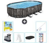 Paquete de piscina - bestway - oval - 610x366x122 cm + accesorios cb36