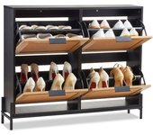 Vevor zapatero de ratán, organizador estrecho con 4 cajones abatibles, muebles delgados con patas de metal, ideal para entrada, armario