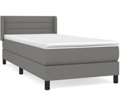 Cama con somier tapizado y colchón de tela gris oscuro 90x190 cm