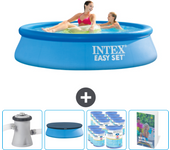 Paquete de piscina - intex - alrededor - 244x244x61 cm + accesorios cb127
