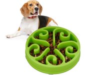 Relaxdays comedero antivoracidad perro xl, cuenco canino obstáculos antiansiedad 30 cm, 4,5x19,5 cm, verde