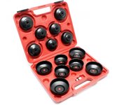 Juego de vasos para llaves de filtro de aceite 14 piezas herramientas con adaptadores maletín