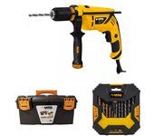 Taladro percutor vito 600w + juego de herramientas de 50 piezas + caja de herramientas vito