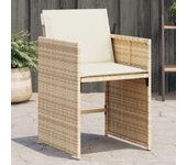 Vidaxl sillas de jardín con cojines 4 uds ratán sintético beige