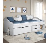 Sofá cama con 3 cajones sin colchón irun blanco 90x200 cm