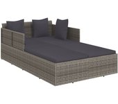 Tumbona de jardín | tumbona de exterior | silla con cojines ratán sintético gris 182x118x63 cm cfw601390