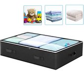 Contenedor de almacenamiento debajo de la cama, organizador de armario plegable, bolsa de almacenamiento debajo de la cama, paquete de 1, negro