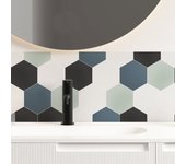 Juego de 2 tiras adhesivas de pvc para baño - 2 x (70 x 30 cm) - 99deco - scandi hexago