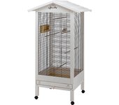 Ferplast jaula para pájaros, aviario hemmy jaula grande pájaros, canarios, periquitos, cotorras, agapornis,jaula de madera, todos los accesorios