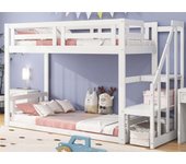 Litera infantil con escalera y somier - 90x200cm - blanco -