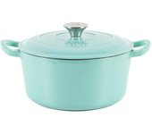 Lätt home - cocotte ovalada hierro fundido esmaltado verde menta 23x11cm - olla 4 litros tapa efecto lluvia - todo tipo de cocinas - cocción uniforme