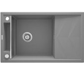 Fregadero de cocina de granito magnético gris metálico - deante - 50 x 82 cm, 1 cubeta con escurridor