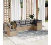 Conjunto de muebles de jardín de ratán beige de 6 piezas con cojines vidaxl