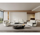 Sofá de 3+2 plazas y sillón relax eléctrico de piel angelique - blanco/antracita
