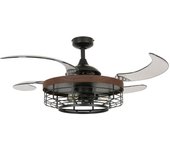 Ventilador de techo fanaway montclair en negro con moldura de koa