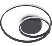 Lindby plafón led youna, negro, aluminio, 39 cm, atenuable, lámpara led, plafón led, lámpara de techo