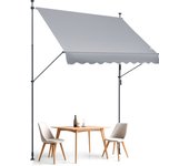 Vevor toldo retráctil para terraza 250x120 cm, toldo manual con manivela, altura ajustable 218-310 cm, sombrilla exterior uv, gris