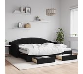 Diván con cama nido y cajones tela negra 90x200 cm vidaxl