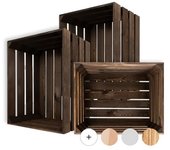 Creative deco 3 x caja de madera natural decorativa marrón | 50x40x30cm | cesta de almacenaje regalo decoración bricolaje manualidades herramientas