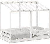 Cama para niños | cama individual con techo madera de pino blanco 80x160 cm cfw52418