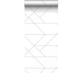 Papel pintado líneas gráficas blanco y negro - 0,53 x 10,05 m - estahome