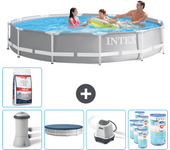 Paquete de piscina - intex - alrededor - 366x366x76 cm + accesorios cb55