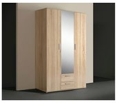 Armario nano con espejo 3 puertas 2 cajones 121 roble