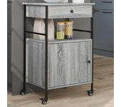 Carro de cocina sonoma gris 56x43x89,5 cm de madera contrachapada