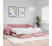 Vidaxl sofá cama nido con cajones terciopelo rosa 90x200 cm