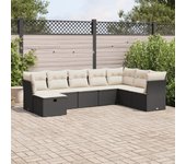 Conjunto de muebles de jardín vidaxl de 8 piezas con cojines negros de mimbre