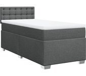 Cama con somier tapizado y colchón de tela gris oscuro 90x200 cm