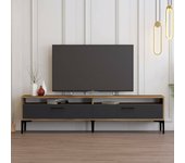 Mueble de televisión eltanin, aparador de salón, mueble bajo para tv, base de pared equipada, 180x47h35 cm, nogal y antracita