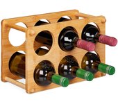 Relaxdays botellero para 6 botellas, soporte vino para cocina, sótano o salón, bambú, 1 ud., 21x32x18,5 cm, marrón