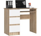 Escritorio: 3 cajones, 1 estante, roble sonoma|blanco, 90 x 77 x 50 cm