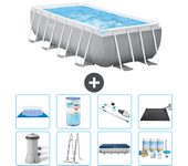 Paquete de piscina - intex - rectángulo - 400x200x100 cm + accesorios a2472